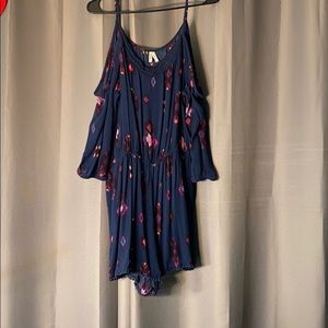 navy blue multi colored romper